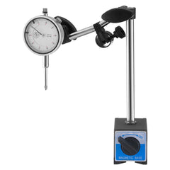 Dial Test Indicator with Dual Rod Stand and Storage Case, 0.03 mm Accuracy, 0-25.4mm Range, Fine Adjustable Long Arm, Non-Magnetic Centering Rods for Machine Set-Up, Narrow Area Measurement