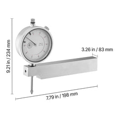 Dial Test Indicator with Metal Base, 0.03 mm Accuracy, 0-25.4mm Range, Easy to Read Large Dial, Professional for Narrow Area Measurement, Industrial Machining & Inspection, Precision Testing