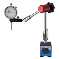 Dial Test Indicator with Magnetic Flexible Base Stand, 0.03 mm Accuracy, 0-25.4mm Range, Fine Adjustable Long Arm, Professional for Machine Set-Up, Narrow Area Measurement, Easy to Read