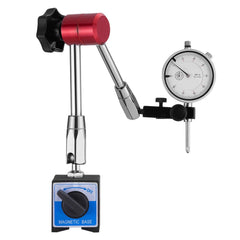 Dial Test Indicator with Magnetic Flexible Base Stand, 0.03 mm Accuracy, 0-25.4mm Range, Fine Adjustable Long Arm, Professional for Machine Set-Up, Narrow Area Measurement, Easy to Read
