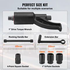 Torque Multiplier, Heavy Duty Torque Multiplier Wrench Set, 1 Inch Drive Lug Nut Wrench Torque Multiplier, 1:58 4800N.m Lug Nut Remover, with 4 Sockets and Storage Case for Truck Trailer RV