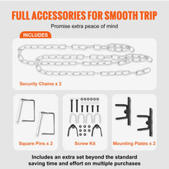Tow Bar, 2495 kg Towing Capacity with Chains, Powder-Coating Alloy Steel Bumper-Mounted Universal Towing Bar, Coupler Fits 5cm Ball Hitch, 100 cm Opening Width, for RV Car Trailer Truck