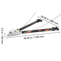 Tow Bar, 2495 kg Towing Capacity with Chains, Powder-Coating Alloy Steel Bumper-Mounted Universal Towing Bar, Coupler Fits 5cm Ball Hitch, 100 cm Opening Width, for RV Car Trailer Truck