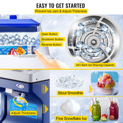 Commercial Ice Shaver Ice Shaving Machine Crusher Snow Cone Maker 200KG/H