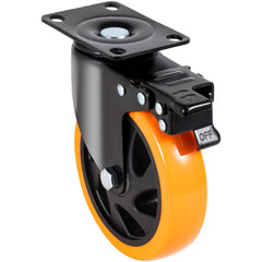 Caster Wheels, 127 mm Swivel Plate Casters, Set of 4, with Security A/B Locking No Noise PVC Wheels, Heavy Duty 204 kg Load Capacity Per Caster, Non-Marking Wheels for Cart Furniture Workbench