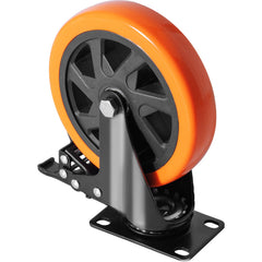 Caster Wheels, 152.4 mm Swivel Plate Casters, Set of 4, with Security A/B Locking No Noise PVC Wheels, Heavy Duty 318 kg Load Capacity Per Caster, Non-Marking Wheels for Cart Furniture Workbench