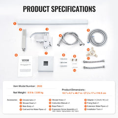 Freestanding Bathtub Faucet, Floor Mount, Freestanding Tub Filler, Shower Mixer Taps, Two Water Modes, 360° Swivel Spout, for Bathing & Showering Pet Bathing Cleaning Drains Toilet Flushing