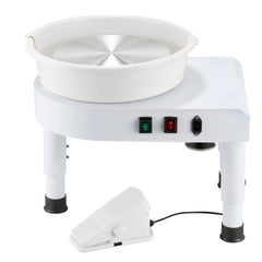 Pottery Wheel, 28 cm Ceramic Wheel Forming Machine, 60-300 RPM Speed Adjustable Foot Pedal, Adjustable Lift Leg, Detachable Basin, Complete Tool Accessory Kit for Work Art Craft DIY, White
