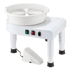Pottery Wheel, 28 cm Ceramic Wheel Forming Machine, 60-300 RPM Speed Adjustable Foot Pedal, Adjustable Lift Leg, Detachable Basin, Complete Tool Accessory Kit for Work Art Craft DIY, White