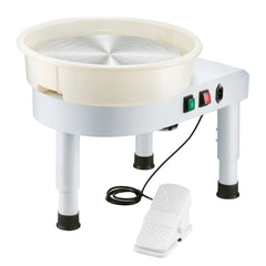Pottery Wheel, 35 cm Ceramic Wheel Forming Machine, 60-300 RPM Speed Adjustable Foot Pedal, Adjustable Lift Leg, Detachable Basin, Complete Tool Accessory Kit for Work Art Craft DIY, White