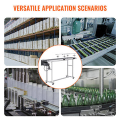 Belt Conveyor, 1498.6 x 198.1 mm Conveyor Table Heavy Duty Stainless Steel Motorized Belt Conveyor for Inkjet Coding Applications Powered PVC Belt Anti-Static Adjustable Speed (Double Guardrail)