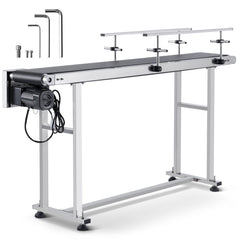 Belt Conveyor, 1498.6 x 198.1 mm Conveyor Table Heavy Duty Stainless Steel Motorized Belt Conveyor for Inkjet Coding Applications Powered PVC Belt Anti-Static Adjustable Speed (Double Guardrail)