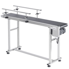 Belt Conveyor, 1498.6 x 198.1 mm Conveyor Table Heavy Duty Stainless Steel Motorized Belt Conveyor for Inkjet Coding Applications Powered PVC Belt Anti-Static Adjustable Speed (Double Guardrail)