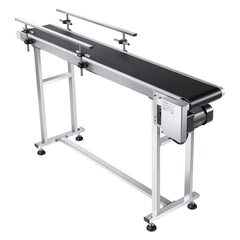 Belt Conveyor, 1498.6 x 198.1 mm Conveyor Table Heavy Duty Stainless Steel Motorized Belt Conveyor for Inkjet Coding Applications Powered PVC Belt Anti-Static Adjustable Speed (Double Guardrail)