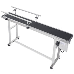 Belt Conveyor, 1498.6 x 198.1 mm Conveyor Table Heavy Duty Stainless Steel Motorized Belt Conveyor for Inkjet Coding Applications Powered PVC Belt Anti-Static Adjustable Speed (Double Guardrail)