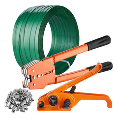 Banding Strapping Kit with Strapping Tensioner Tool, Banding Sealer Tool, 300 m Length PET Band, 300 Metal Seals, Pallet Packaging Strapping Banding Kit Banding Packaging Strapping for Packing