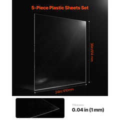 PET/Plexiglass Sheets, 5-Pack Plastic Sheet, 610 x 914 mm 1 mm Thick Transparent Clear Flexible Plastic Panels for Craft, Replacement Picture Frame Glass, DIY Display Project, Easy to Cut