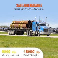 Winch Straps, 10.2 cm x 9.1 m, 2.7T Load Capacity, 8.2T Break Strength, Truck Straps with Flat Hook, Flatbed Tie Downs Cargo Control for Trailers, Farms, Rescues, Tree Saver, Yellow (10 Pack)