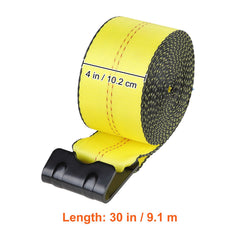 Winch Straps, 10.2 cm x 9.1 m, 2.7T Load Capacity, 8.2T Break Strength, Truck Straps with Flat Hook, Flatbed Tie Downs Cargo Control for Trailers, Farms, Rescues, Tree Saver, Yellow (10 Pack)