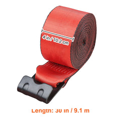 Winch Straps, 10.2 cm x 9.1 m, 2.7T Load Capacity, 8.2T Breaking Strength, Truck Straps with Flat Hook, Flatbed Tie Downs Cargo Control for Trailers, Farms, Rescues, Tree Saver, Red (10 Pack)
