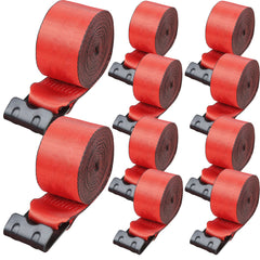 Winch Straps, 10.2 cm x 9.1 m, 2.7T Load Capacity, 8.2T Breaking Strength, Truck Straps with Flat Hook, Flatbed Tie Downs Cargo Control for Trailers, Farms, Rescues, Tree Saver, Red (10 Pack)