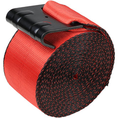 Winch Straps, 10.2 cm x 9.1 m, 2.7T Load Capacity, 8.2T Breaking Strength, Truck Straps with Flat Hook, Flatbed Tie Downs Cargo Control for Trailers, Farms, Rescues, Tree Saver, Red (10 Pack)