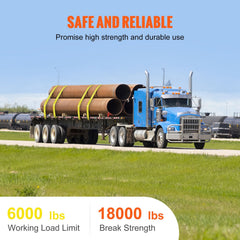 Winch Straps, 10.2 cm x 12.2 m, 2.7T Load Capacity, 8.2T Break Strength, Truck Straps with Flat Hook, Flatbed Tie Downs Cargo Control for Trailers, Farms, Rescues, Tree Saver, Yellow (10 Pack)