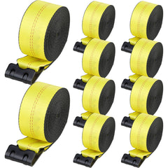 Winch Straps, 10.2 cm x 12.2 m, 2.7T Load Capacity, 8.2T Break Strength, Truck Straps with Flat Hook, Flatbed Tie Downs Cargo Control for Trailers, Farms, Rescues, Tree Saver, Yellow (10 Pack)