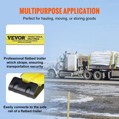 Winch Straps, 10.2 cm x 12.2 m, 2.7T Load Capacity, 8.2T Break Strength, Truck Straps with Flat Hook, Flatbed Tie Downs Cargo Control for Trailers, Farms, Rescues, Tree Saver, Yellow (10 Pack)