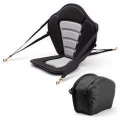 Kayak Seat, 1 Pack 12 mm Thick, Universal Paddle Board Seat with Back Support, Sit-on-Top Soft Padded Cushion with Storage Bag & Adjustable Straps for SUP, Canoe, Fishing Boat, Inflatable Kayak