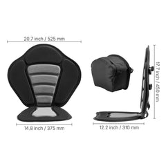 Kayak Seat, 1 Pack 12 mm Thick, Universal Paddle Board Seat with Back Support, Sit-on-Top Soft Padded Cushion with Storage Bag & Adjustable Straps for SUP, Canoe, Fishing Boat, Inflatable Kayak