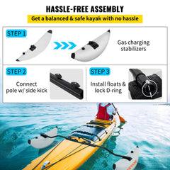 Kayak Outrigger Stabilizer Inflatable Outrigger Float 2PCS PVC w/ Arms Rod