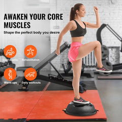 Half Exercise Ball Trainer, 26 inch Balance Ball Trainer, 1500lbs Capacity Stability Ball, Yoga Ball with Resistance Bands & Foot Pump, Strength Fitness Ball for Home Gym Full Body Workout Black
