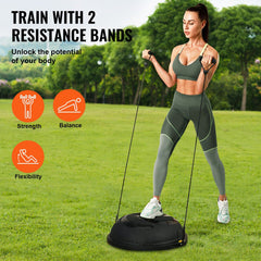 Half Exercise Ball Trainer, 26 inch Balance Ball Trainer, 1500lbs Capacity Stability Ball, Yoga Ball with Resistance Bands & Foot Pump, Strength Fitness Ball for Home Gym Full Body Workout Black