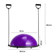 Half Exercise Ball Trainer, 23 inch Balance Ball Trainer, 660lbs Stability Ball, Yoga Ball with Resistance Bands & Foot Pump, Strength Fitness Ball for Home Gym, Full Body Workout, Purple