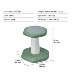Kids Wobble Chair Active Chair with Sponge Cushion, Wobble Stool Improves Focus, Posture and Calm Children, Ideal for Schools and Preschools, Age 3-7, Green