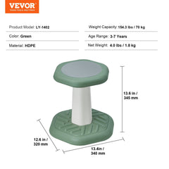 Kids Wobble Chair Active Chair with Sponge Cushion, Wobble Stool Improves Focus, Posture and Calm Children, Ideal for Schools and Preschools, Age 3-7, Green
