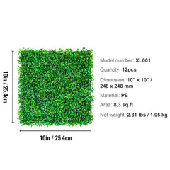 12PCS 10x10 inch Artificial Boxwood Panels, Boxwood Hedge Wall Mat,Artificial Grass Backdrop Wall, Privacy Hedge Screen UV Protected for Outdoor Indoor Garden Fence Backyard