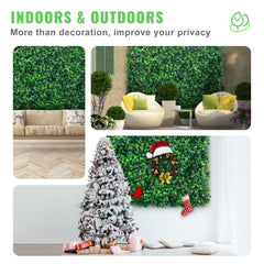 12PCS 10x10 inch Artificial Boxwood Panels, Boxwood Hedge Wall Mat,Artificial Grass Backdrop Wall, Privacy Hedge Screen UV Protected for Outdoor Indoor Garden Fence Backyard