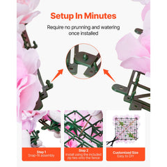 3D Flower Wall Panel, 12 PCS 15 x 15 inch, Artificial Floral Wall Background Mesh Backing Mat,Seamless Design&Easy Installation for Wedding Valentines Day Home Baby Party Backdrop Decor,Pink