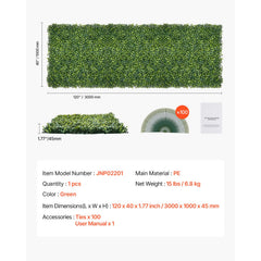 Artificial Grass Wall Panels, 40 x 120 inch, Milan Grass Greenery Boxwood Panel for Indoor Outdoor Green Decor & Ivy Fence Covering, Privacy Backdrop Wall Hedge Screen for Garden