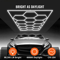 Hexagon Garage Lights 66300LM 15 Grids Honeycomb LED Shop Ceiling Light