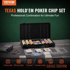 Poker Chip Set, 300-Piece Poker Set, Complete Poker Playing Game Set with Carrying Case, Heavyweight 14 Gram Casino Clay Chips, Cards, Buttons and Dices, for Texas Hold'em, Blackjack, Gambling