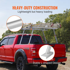 Truck Rack, 363lbs Capacity, 19-34in Adjustable Height, Aluminum Ladder Rack for Truck with 8 Non-Drilling C-clamps, Heavy Duty Truck Bed Rack Two-Bar Set for Kayak, Surfboard, Lumber, Ladder