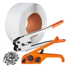 Banding Strapping Kit with Strapping Tensioner Tool, Banding Sealer Tool, 100 m Length PP Band, 100 Metal Seals, Pallet Packaging Strapping Banding Kit, Banding Packaging Strapping for Packing
