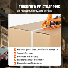Banding Strapping Kit with Strapping Tensioner Tool, Banding Sealer Tool, 100 m Length PP Band, 100 Metal Seals, Pallet Packaging Strapping Banding Kit, Banding Packaging Strapping for Packing