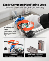 Professional Brake Line Flaring Tool, 45 Degree Double Flare Bubble Flare Tool Kit for 4.76mm, 6.35mm, 7.94mm, 9.52mm Copper Aluminum Thin Steel Tubes