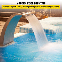 Stainless Steel Pool Fountain 17.7 x 11.8 x 23.6 inches Pool Fountain Silver Pool Fountains for In Ground Pools Garden Outdoor Waterfalls Sheer Descent Pond Water Feature