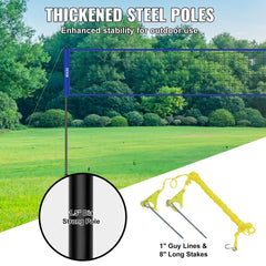 Outdoor Portable Volleyball Net System, Adjustable Height Steel Poles, Professional Volleyball Set with PVC Volleyball, Pump, Carrying Bag, Heavy Duty Volleyball Net for Backyard, Beach, Lawn