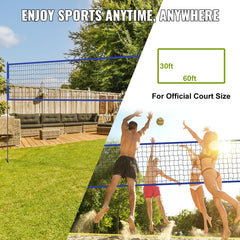Outdoor Portable Volleyball Net System, Adjustable Height Steel Poles, Professional Volleyball Set with PVC Volleyball, Pump, Carrying Bag, Heavy Duty Volleyball Net for Backyard, Beach, Lawn